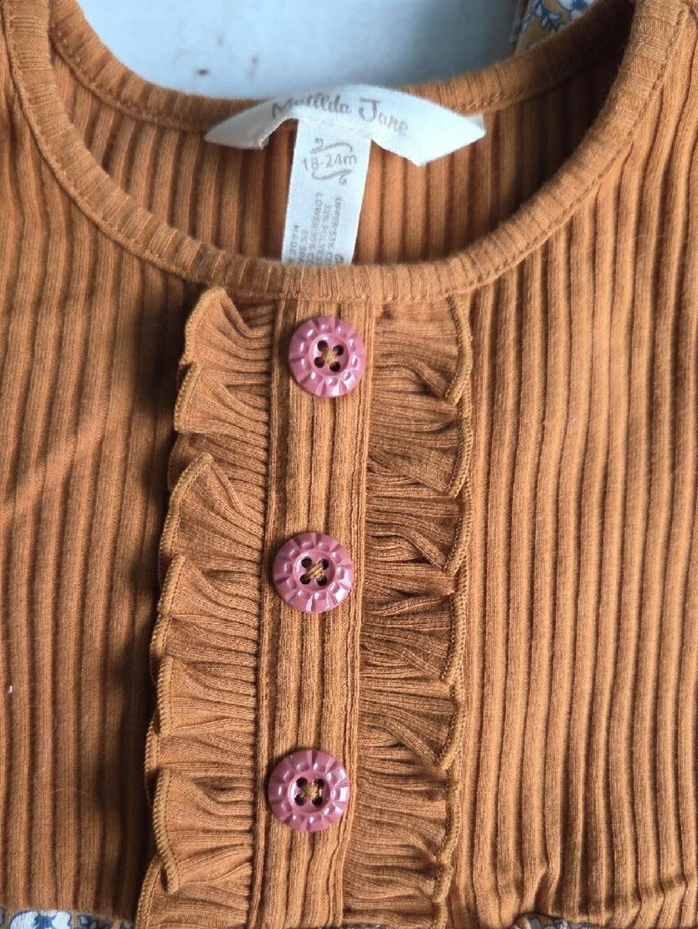 Copper Color Ribbed Top & Floral Pants Set